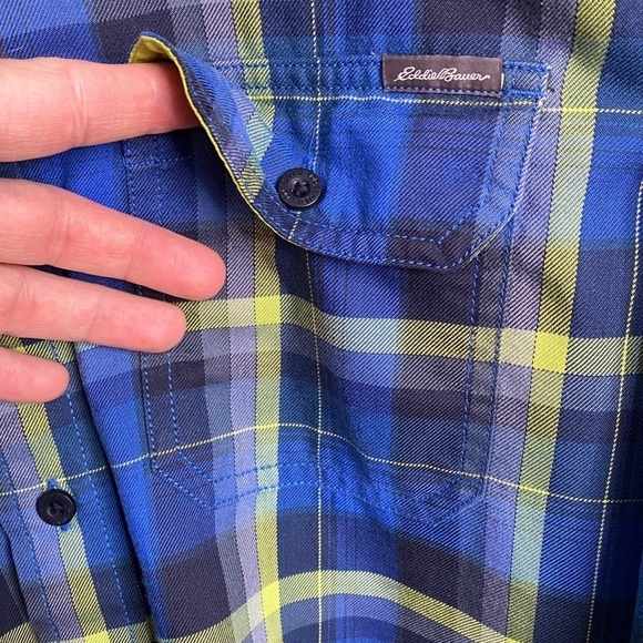 Eddie Bauer Men's Blue Plaid Long Sleeve Button Up Shirt Size Large - Picture 4 of 11